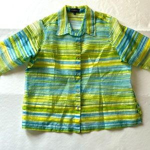 ELEMENTZ WOMENS TOP SHIRT BLOUSE BLUE YELLOW SIZE XL